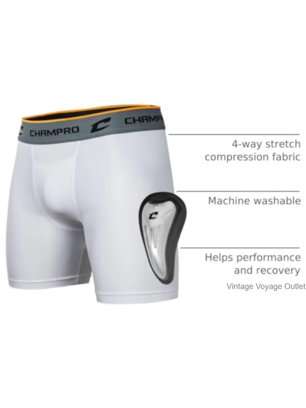 Compression Boxer Shorts with Cup, High Stretch Polyester Spandex, Baseball
